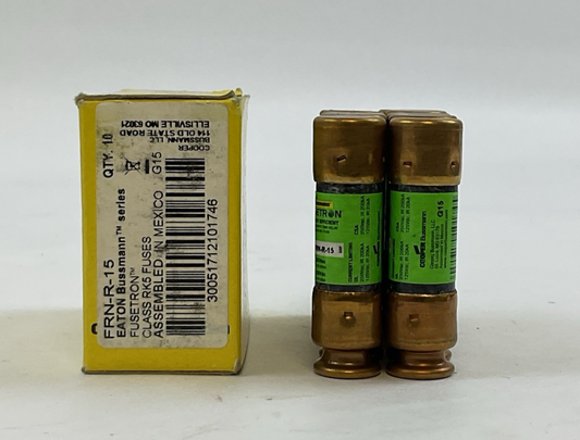 COOPER BUSSMANN FRN-R-15 FUSETRON FUSE CLASS RK5 250V 15 AMP 10 PACK