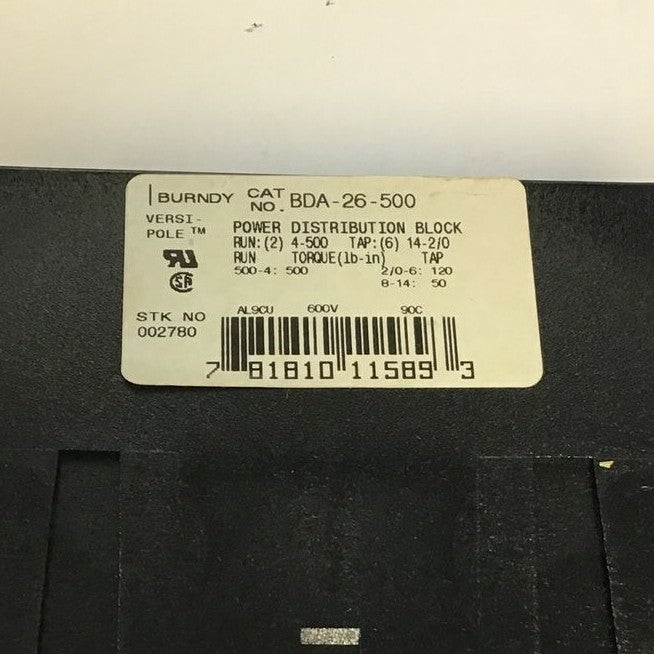 BURNDY BDA-26-500 POWER DISTRIBUTION BLOCK VERSI-POLE