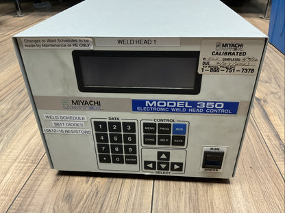 MIYACHI 301H/115V INPUT 115VAC 8A OUTPUT 25V 6A MODEL 350 ELECTRONIC WELD HEAD