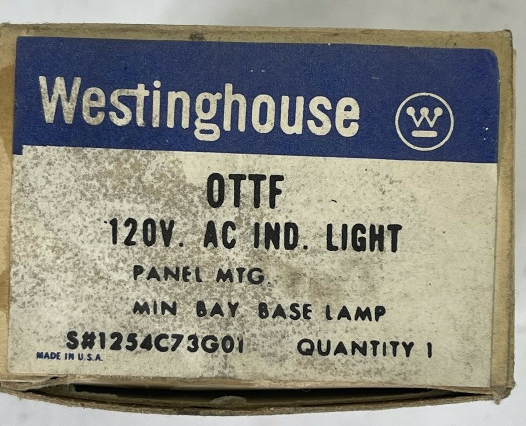 WESTINGHOUSE OTTF 120VAC INDICATOR LIGHT PANEL MTG MIN BAY BASE LAMP 1254C73G01