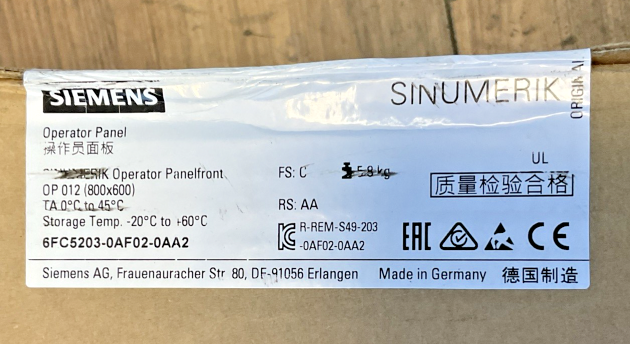 SIEMENS 6FC5203-0AF03-0AA2 CONTROL PANELFRONT