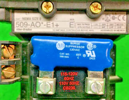 ALLEN-BRADLEY 509-AO*-E1+ SIZE 0 STARTER 120 V COIL 509AOE1+
