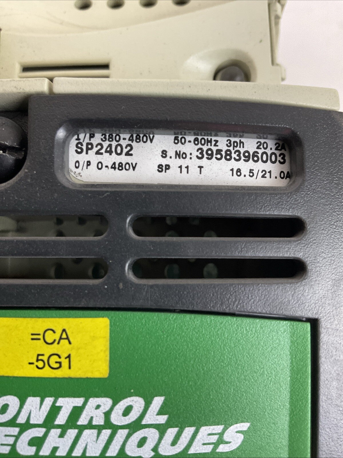 EMERSON CONTROL TECHNIQUES SP2402 UNIDRIVEOUTPUT 0-480V 16.5/21A INPUT 380-480V