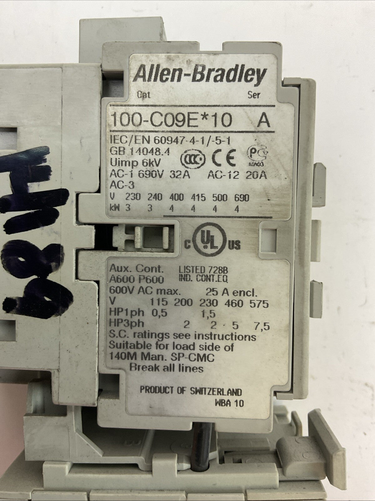 ALLEN BRADLEY STARTER (100-C09E*10 COIL 24VDC + 193-EA1CB 0.32-1.0A)