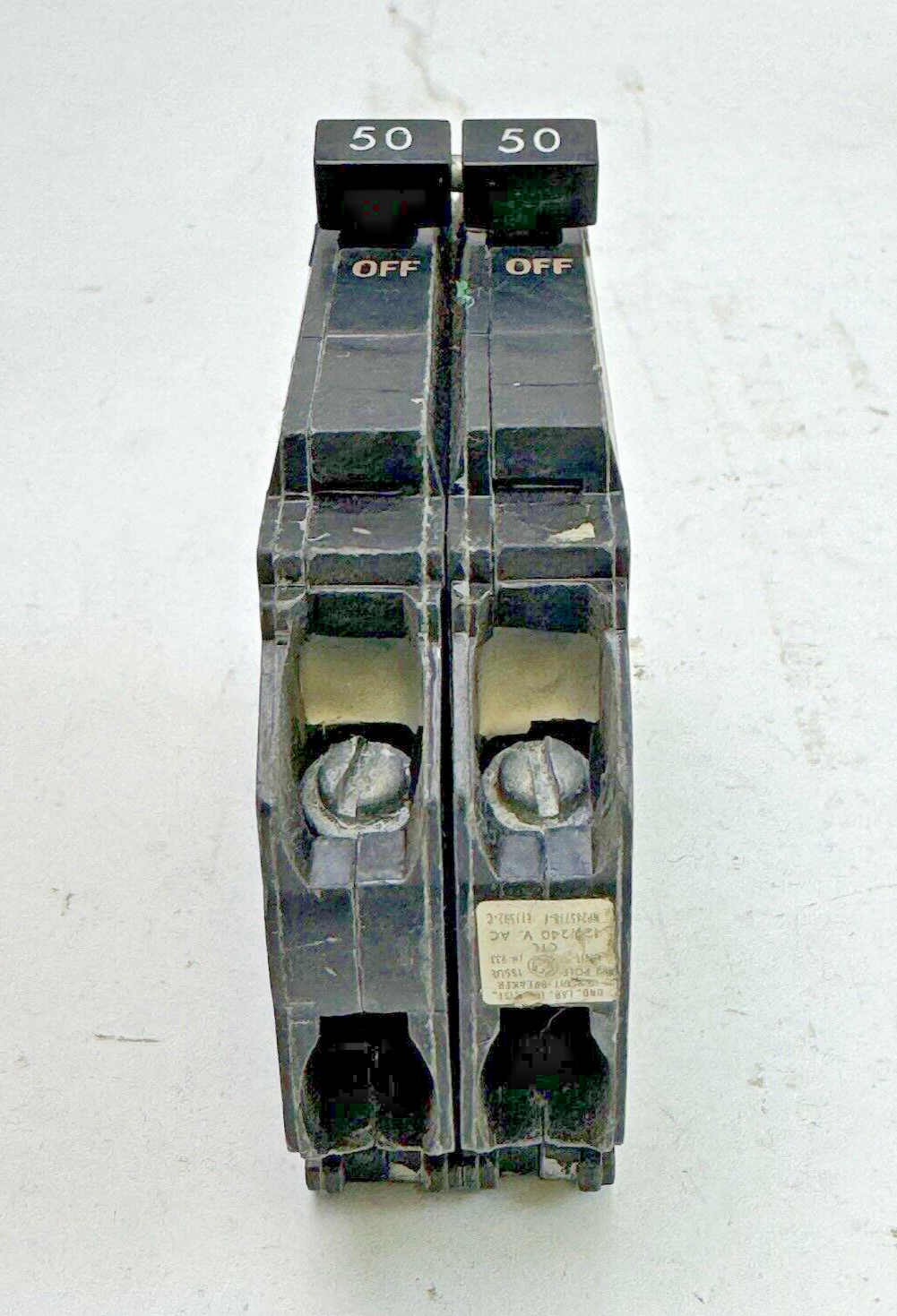 GE *LOT OF 2* - THQP250 - COMMON TRIP CIRCUIT BREAKERS - 2 POLE, 50 A, 240 VAC