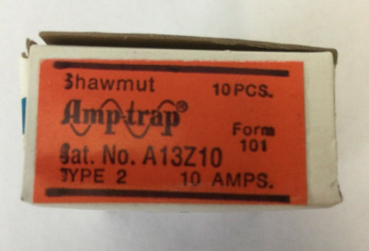 GOULD SHAWMUT AMPTRAP A13Z10 FUSE 10 AMP 130VAC TYPE 2 FORM 101 (BOX OF 10 PCS)