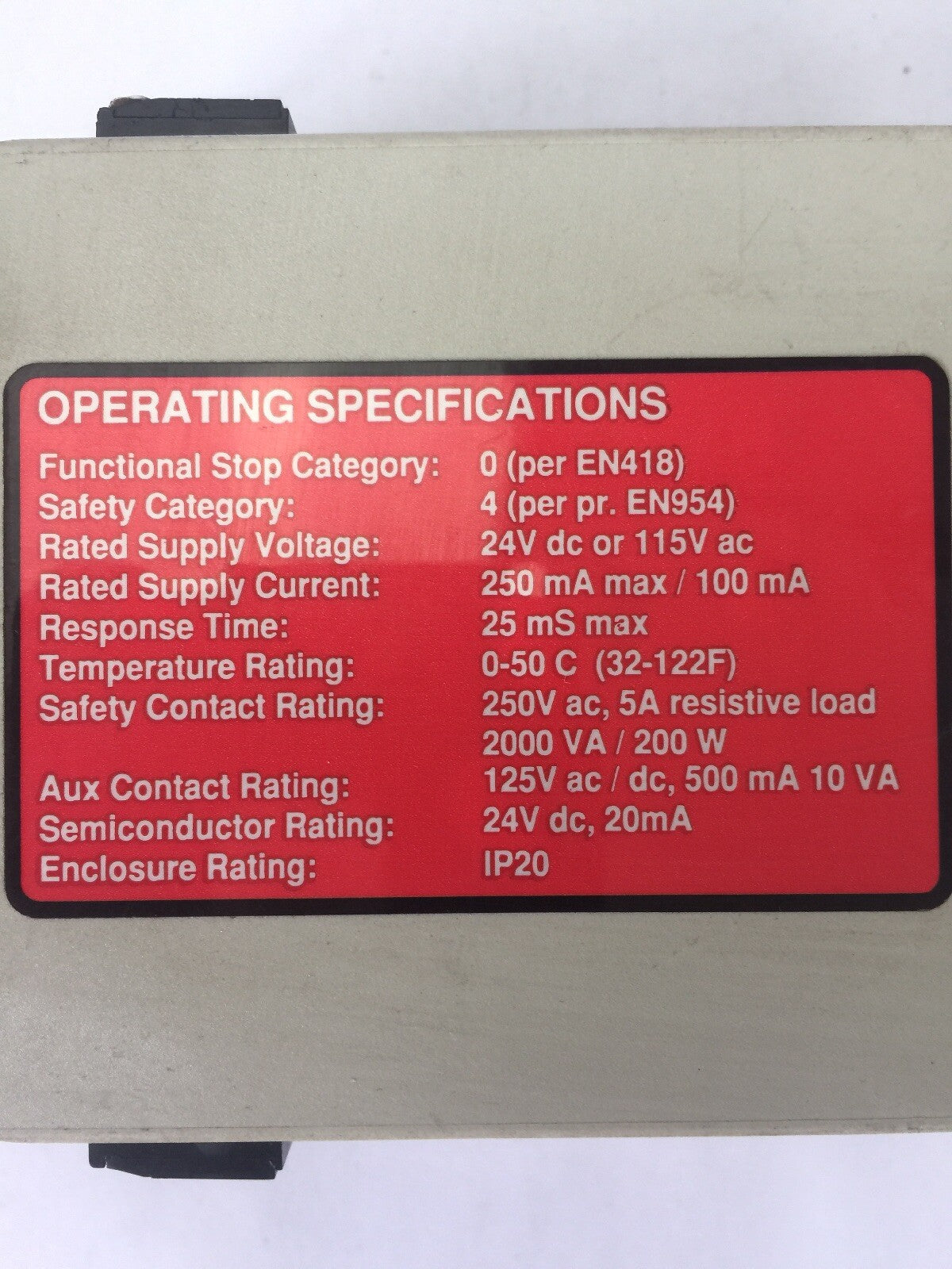 BANNER ES-GA-5A MACHINE SAFETY RELAY 24VDC OR 115VAC 250 mA/100mA