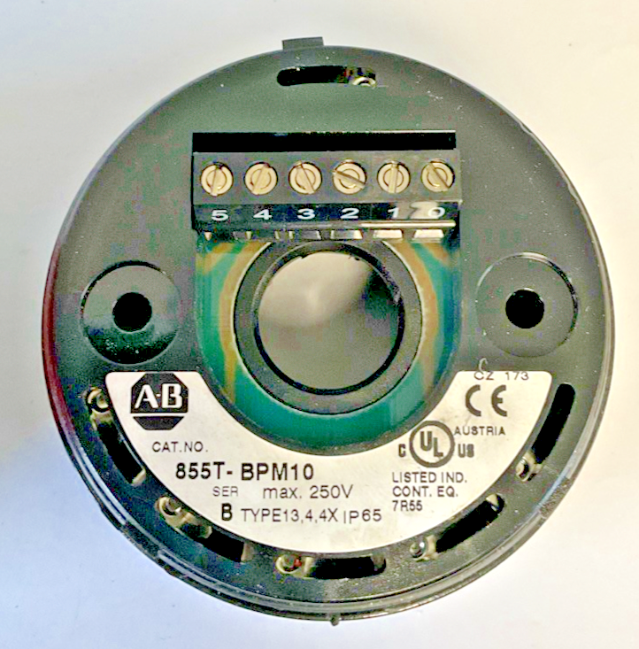 ALLEN BRADLEY 855T-B24TL4 STACK LED LIGHT RED SER.C W/ 855T-BPM10 BASE SER.B