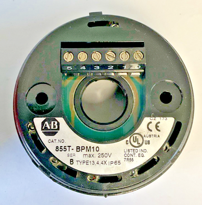 ALLEN BRADLEY 855T-B24TL4 STACK LED LIGHT RED SER.C W/ 855T-BPM10 BASE SER.B