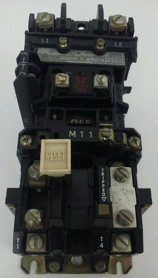 ALLEN BRADLEY 509-AOXD, SER. B, STARTER, 120V COIL CONTACTS GREAT CONDITION