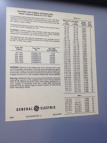 GE 300- LINE CONTROL SIZE ONE COMBINATION STARTER CR308