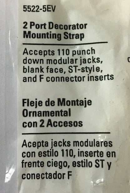 COOPER WIRING DEVICES 5522-5EV IVORY 2 PORT DECORATOR MOUNTING STRAP***LOTOF9***