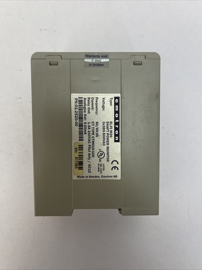 EMOTRON EL-FI M20 SHAFT POWER MONITOR 3X380-500VAC RELAY OUT 1.5A 240VAC