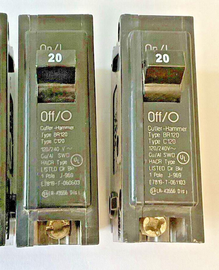 CUTLER HAMMER BR120(2x),BR140(2X),BR150(1X) CIRCUIT BREAKER 120/240VAC**LOTOF5**