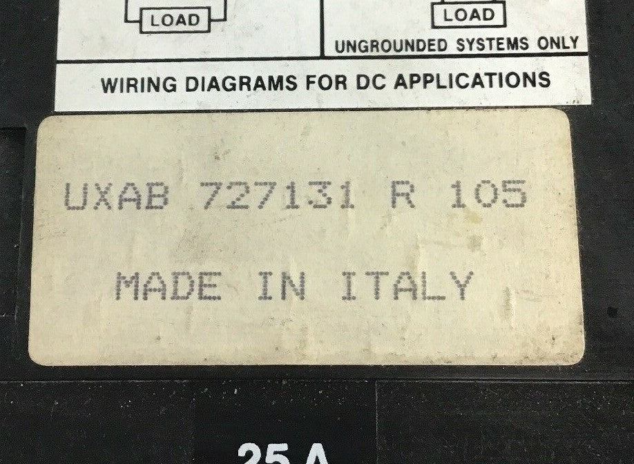 ABB UXAB 727131 R 105 25AMP CIRCUIT BREAKER 500VDC 3POLE TYPE ES 480VAC