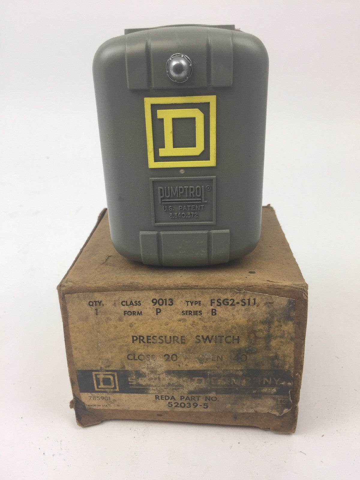SQUARE D CLASS 9013 TYPE FSG2-S11 PRESSURE SWITCH SERIES B