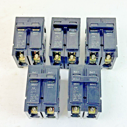 THOMAS & BETTS *LOT OF 5* TB245 - COM TRIP CIRCUIT BREAKERS -2 POLE/20 A/240 VAC