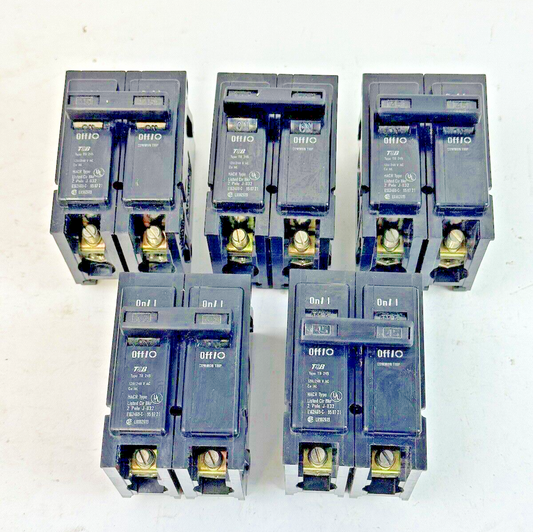 THOMAS & BETTS *LOT OF 5* TB245 - COM TRIP CIRCUIT BREAKERS -2 POLE/20 A/240 VAC