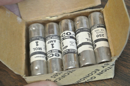 BOX of 10 / ECONOMY / ECO / FPE MOL-1 MIDGET FUSE / 1A / 250V / MOL1