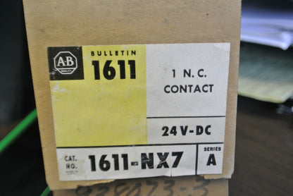 ALLEN-BRADLEY1611-NX7 Ser. A CONTROL RELAY / 1 N.C. /  24VDC / NEW SURPLUS