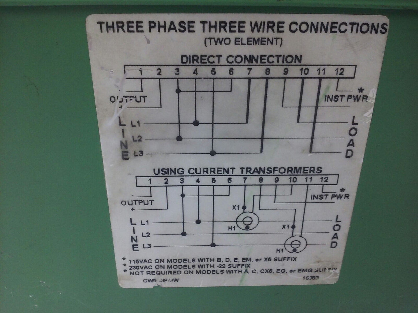 OHIO SEMITRONIC, GW5-004E AC WATT TRANDUCER, 3PH, 3W, TWO ELEMENT, 0-150V, 0-5A