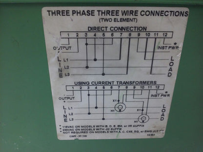 OHIO SEMITRONIC, GW5-004E AC WATT TRANDUCER, 3PH, 3W, TWO ELEMENT, 0-150V, 0-5A