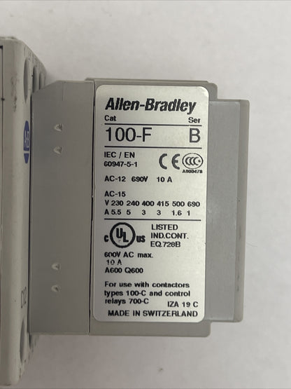 ALLEN BRADLEY 100-C12D*10 CONTACTOR SER A 600VAC 25A 10HP COIL 24VDC 100-F SER B