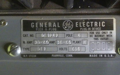 General Electric FLEX-A-PLUG SWITCH / BUS PLUG - 60A, 600V, 4-Pole (DFPH462 DE)