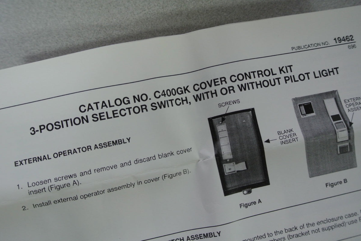 CUTLER-HAMMER C400GK32A - COVER CONTROL KIT / "HAND-OFF-AUTO" - NEW SURPLUS