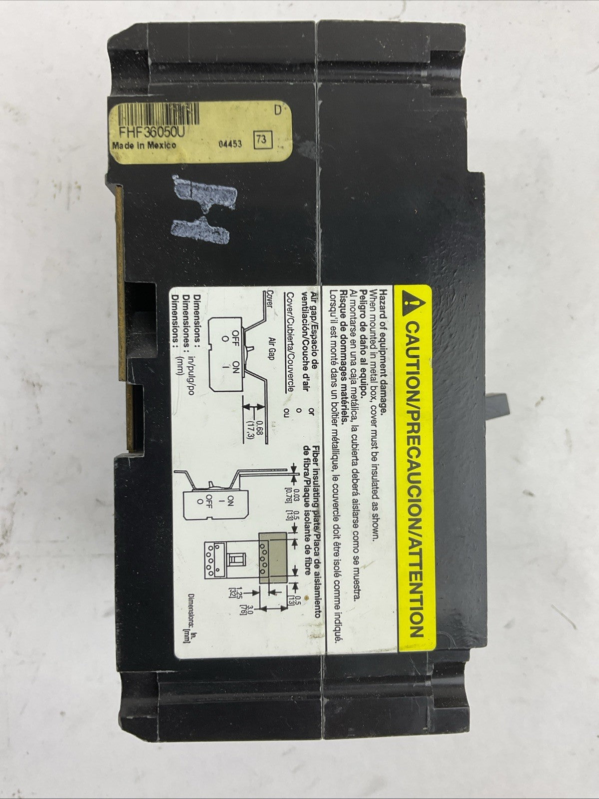 SQUARE D FAL360501212 50A 600VAC 250VDC 3POLE CIRCUIT BREAKER