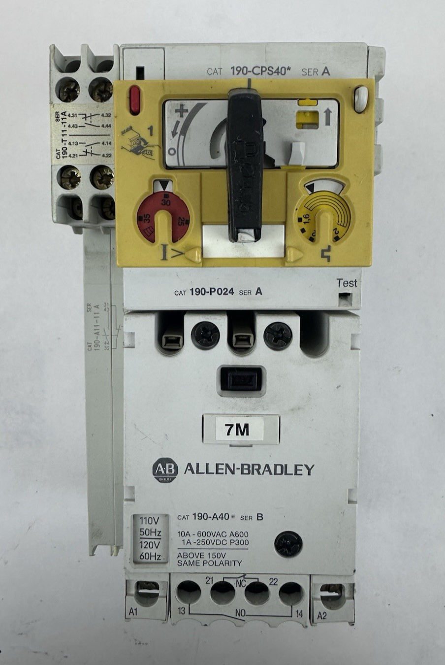 ALLEN BRADLEY 190-CPS40 SERIES A STARTER SYSTEM W/ 190-P024 TRIP 190-A40 120V