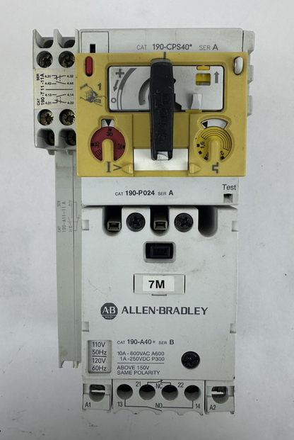 ALLEN BRADLEY 190-CPS40 SERIES A STARTER SYSTEM W/ 190-P024 TRIP 190-A40 120V