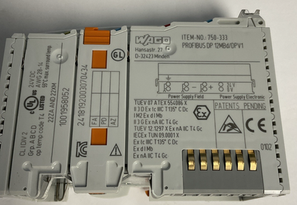 WAGO 750-333 FIELDBUS COUPLER PROFIBUS 24VDC 12MBD/DPV1