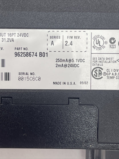 ALLEN BRADLEY 1756-OB16E DC DEFUSED OUT 16PT 24VDC CAT REV H01 SER A F/W REV 2.4