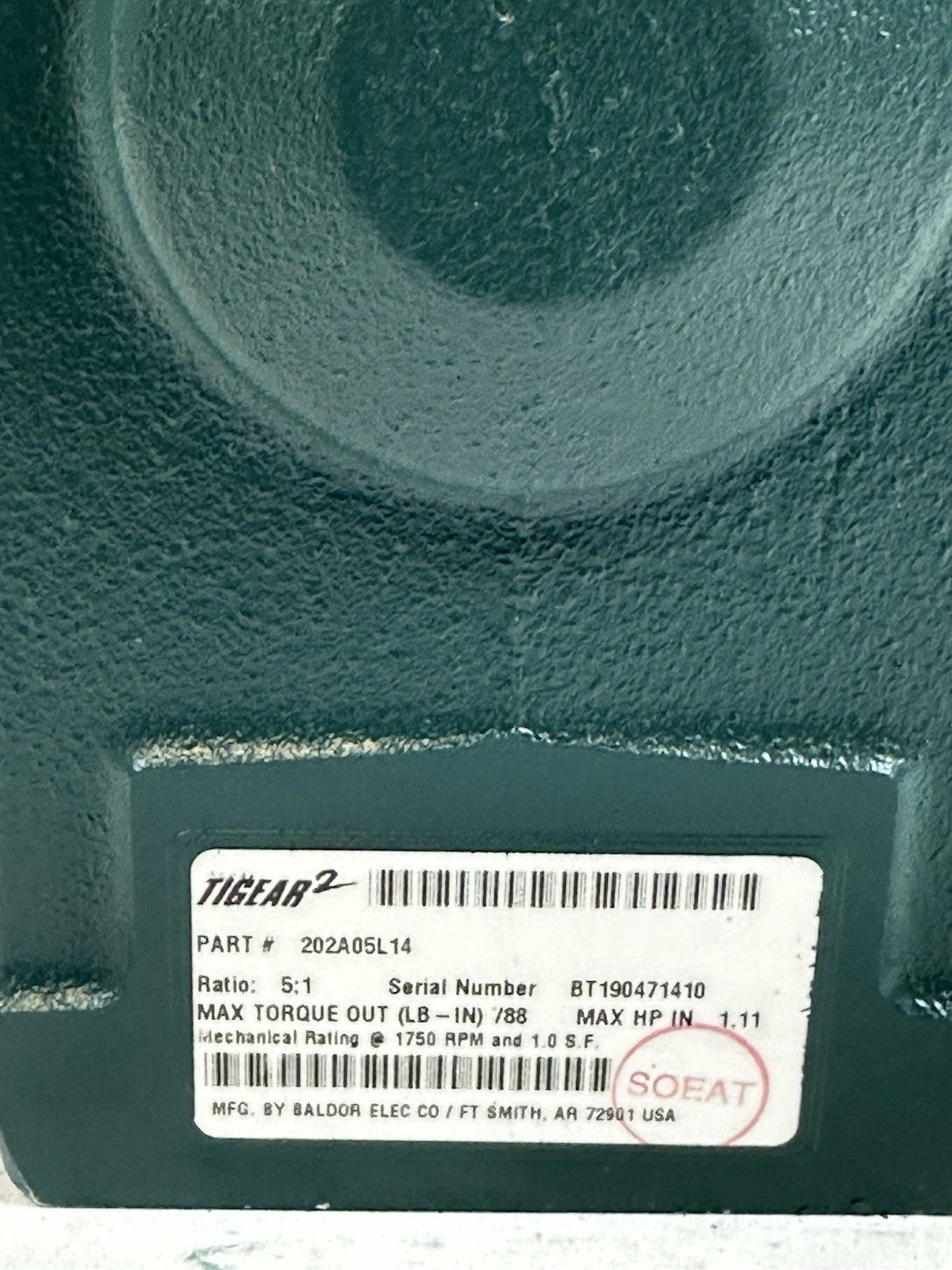 DODGE 202A05L14 TIGEAR-2 GEAR REDUCER 5:1 RATIO