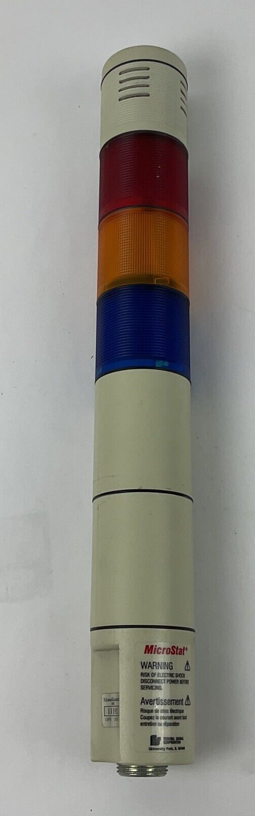 FEDERAL SIGNAL MSL4 MICROSTAT STACK LIGHT 120VAC  50/60HZ 1.0AMPS TYPE 4X