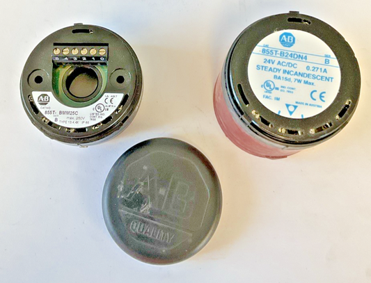 ALLEN BRADLEY 855T-BMM25C W/855T-B24DN4 STACK LIGHT 24VAC/DC SER.B *NO BULB*