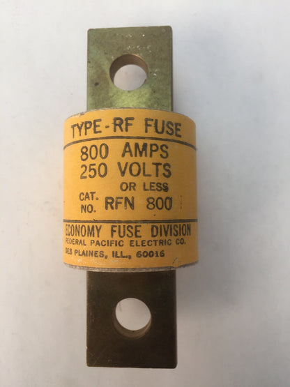 ECONOMY FUSE DIVISION RFN 800 TYPE RF FUSE 800 AMPS 250 VOLTS