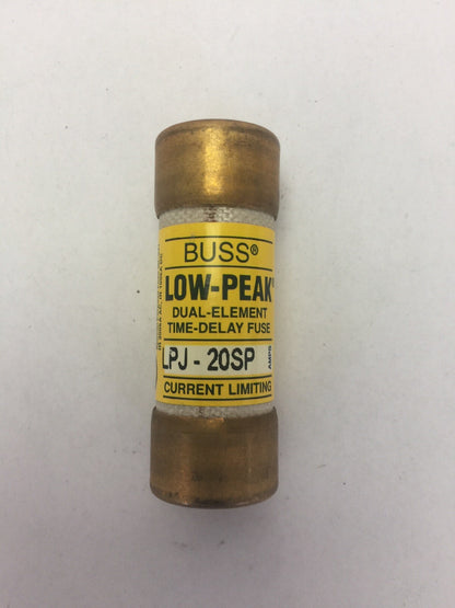 BUSS LPJ-20SP LOW-PEAK DUAL-ELEMENT TIME-DELAY FUSE 20A 600VAC/300VDC (LOT OF 3)
