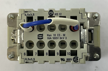 HARTING HAN 10ES-M INDUSTRIAL MALE CONNECTOR 16 A 500 V HAN10ESM