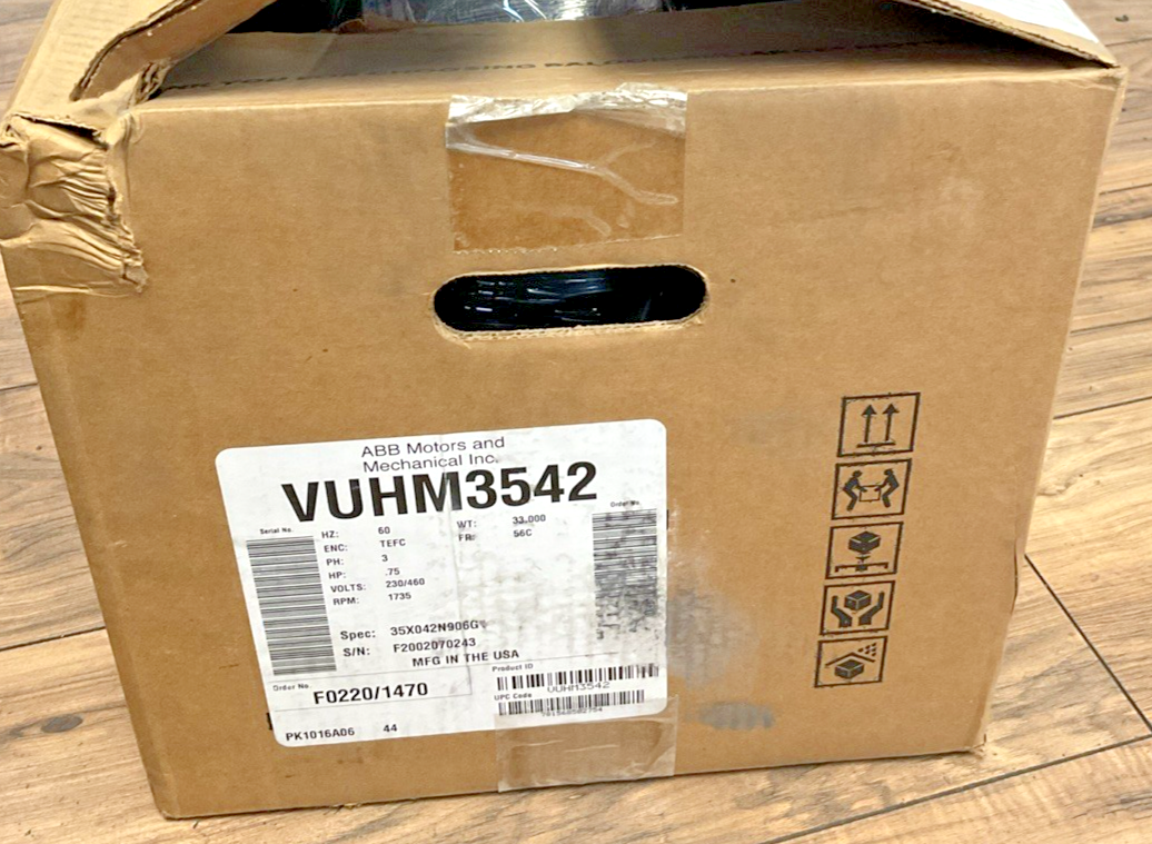 BALDOR VUHM3542 INDUSTRIAL MOTOR .75HP 60HZ 3PH 230/460V 1735RPM
