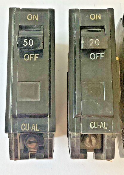 GENERAL ELECTRIC TQL CIRCUIT BREAKERS TQL1120,TQL1150,TQL2140 120/240VAC LOTOF3