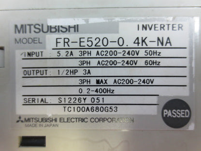 MITSUBISHI FR-E520-0.4K-NA INVERTER - E500