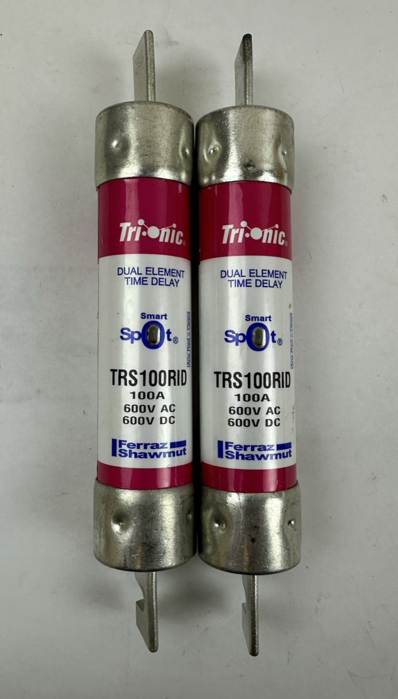 FERRAZ SHAWMUT TRS100RID 100 AMP 600V DUAL TIME DELAY TRIONIC FUSE LOT OF 2
