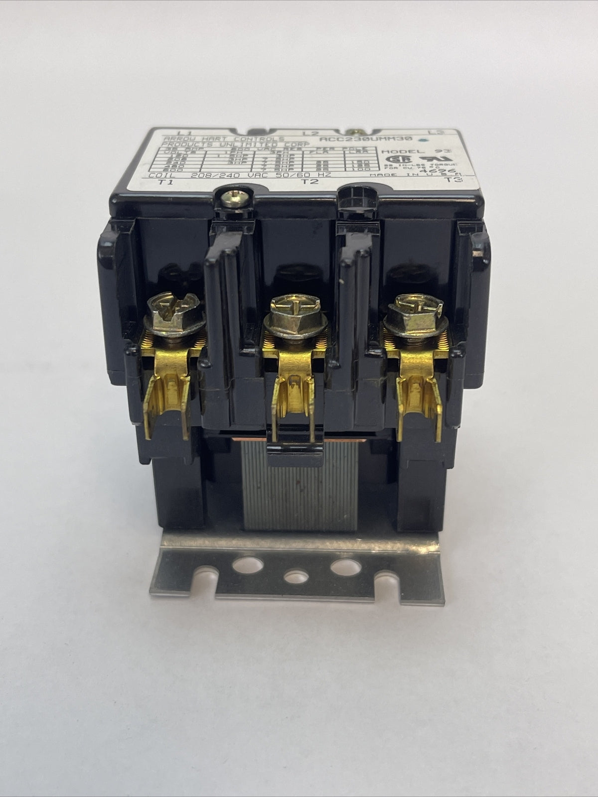 ARROW HART 60117 ACC230UMM30 DIFINITE PURPOSE MAGNETIC CONTACTOR 208/240VAC 25A