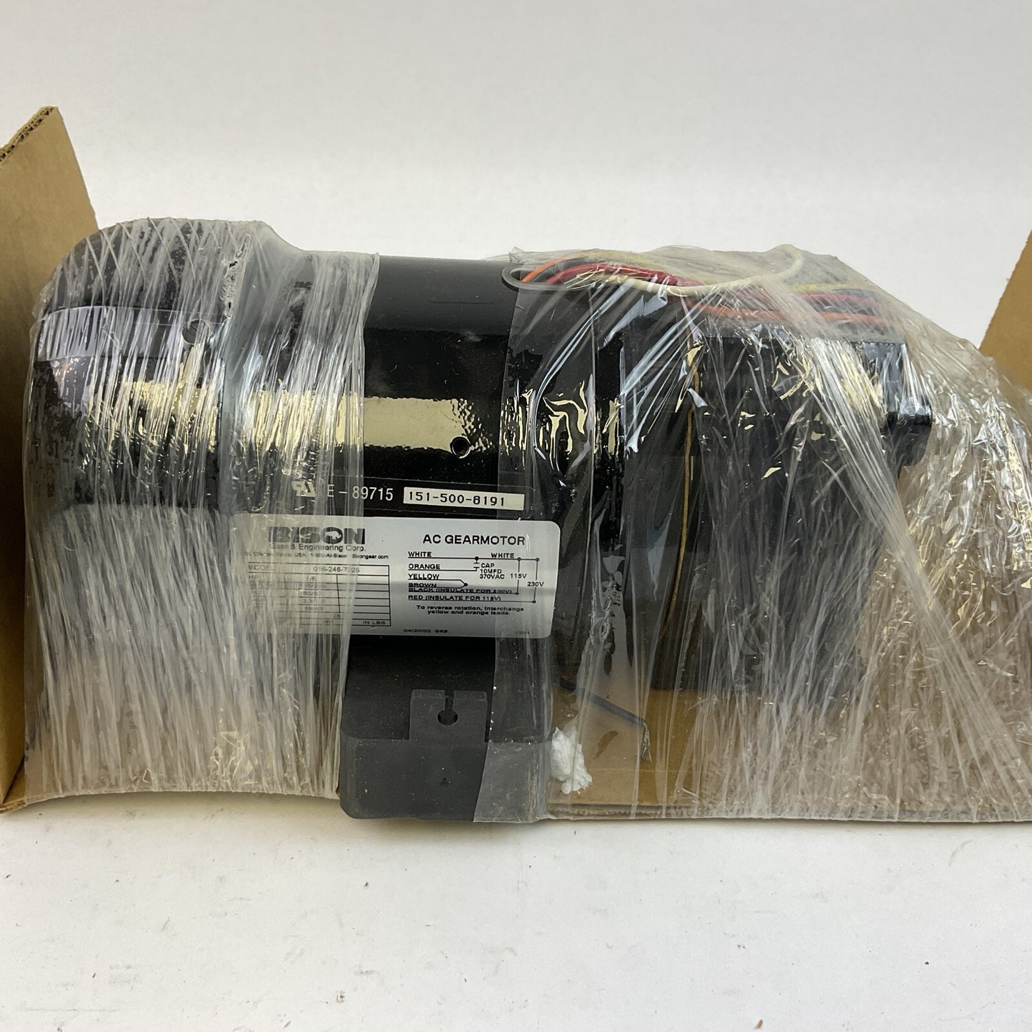 BISON 016-246-7028 AC GEARMOTOR 1/6HP 115/230V 50/60HZ 2.3/1.2AMP 59/48 RPM 28:1