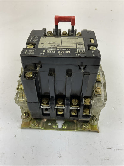 SQUARE D 8536SBG2 SIZE 0 STARTER 600VAC 5HP B14 HEATERS 31041-400-42 COIL 120V