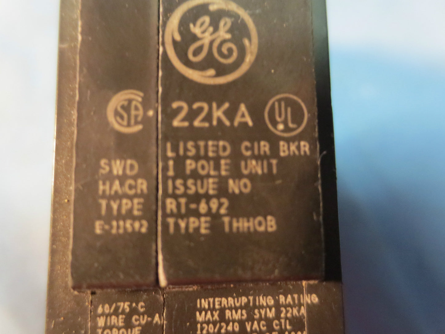 GE SWD TYPE RT-692 / THHQB 20A 1-POLE CIRCUIT BREAKER 22kA - LOT of 25