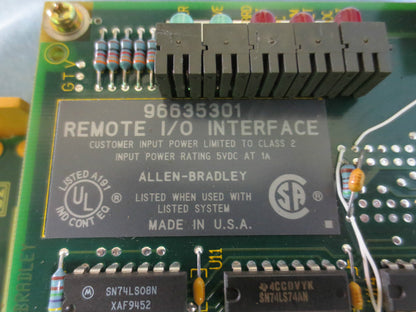 ALLEN-BRADLEY 96635301 REMOTE I/O INTERFACE BOARD / FANUC A16B-2200-0431 / 01A
