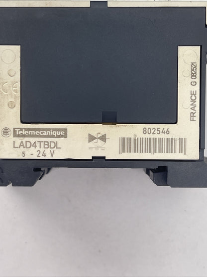 TELEMECANIQUE CAD50BD CONTACTOR 10A 600VAC COIL 24VDC LAD4TBDL 5-24V LADN22 LA1